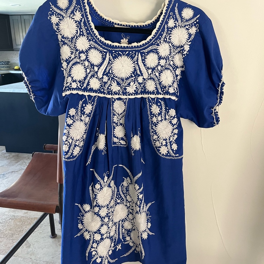 Blue Embroidered Dress